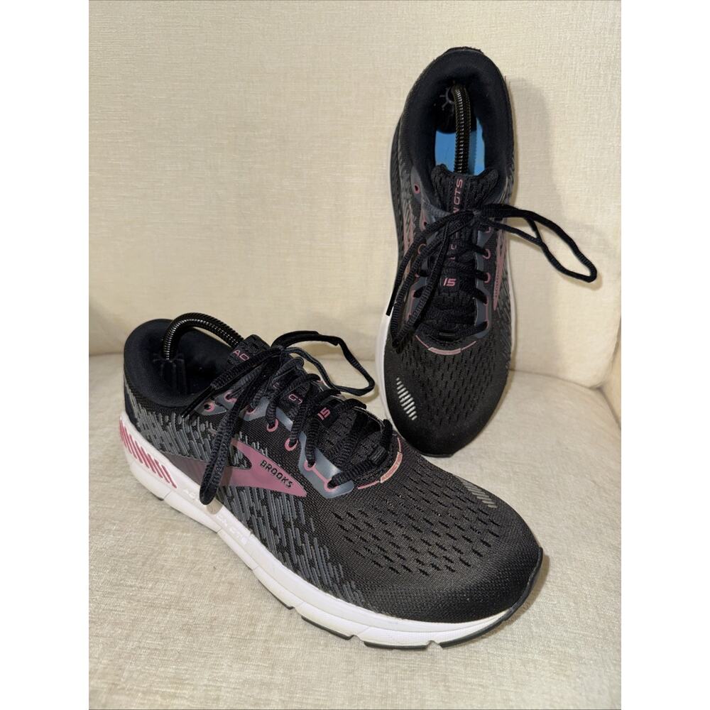 Brooks Addiction GTS 15 Shoes Womens Sz 10 D Wide Black Ebony Mauvewood *READ*